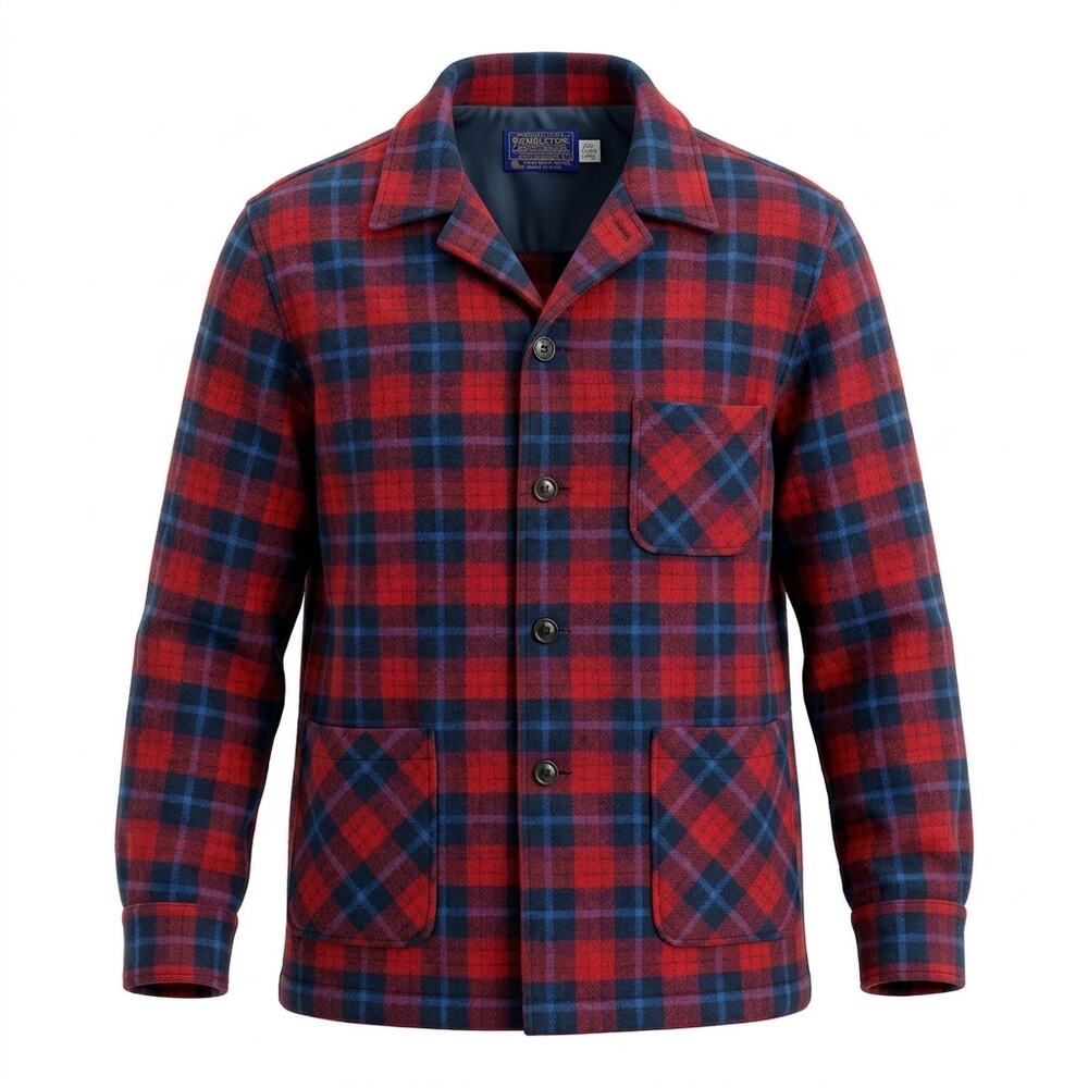 Vintage Pendleton Virgin 100% Wool Flannel Heavy Shirt Jacket Men Size XL